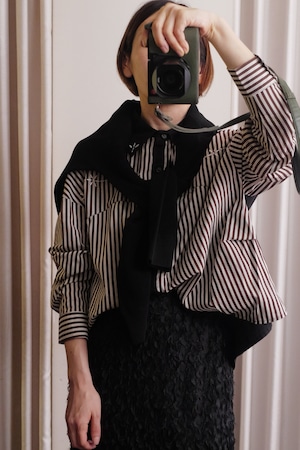 embroidery stripe shirt brown