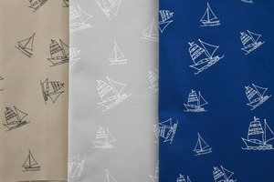 【生地】赤峰清香さん デザイン帆布〈Navy Blue Closet〉【オーシャン（ヨット）】綿厚織り79号