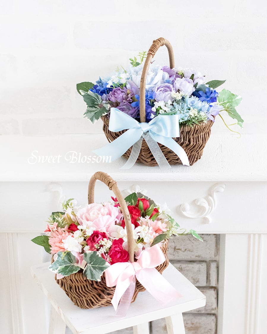 アーティフィシャルフラワーのフラワーバスケット2個セット | Sweet
