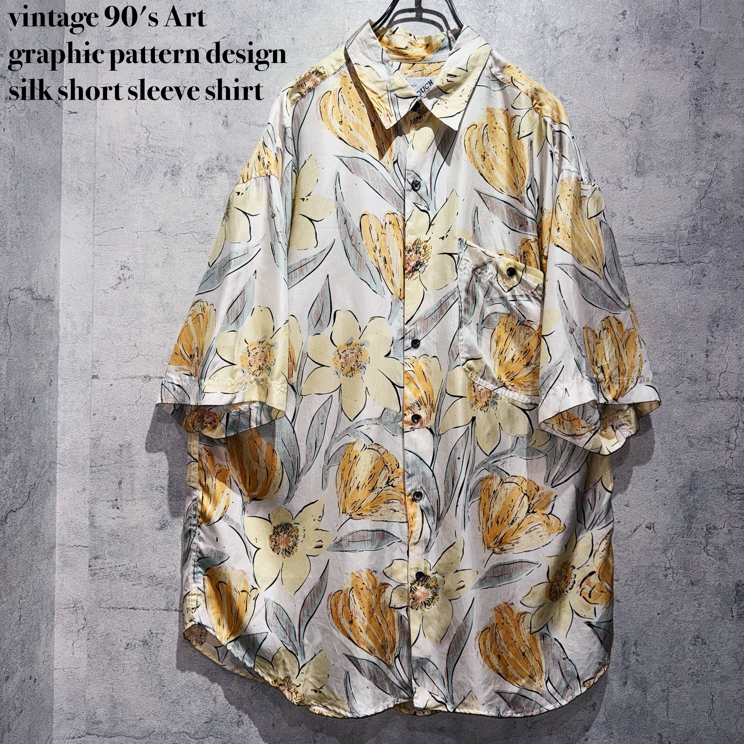 vintage 90's Art graphic pattern design silk short sleeve shirt