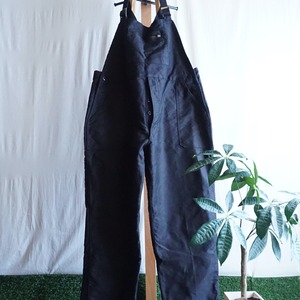 フランス ブラックモールスキン オーバーオール(DEAD STOCK) 80's France [C2582]