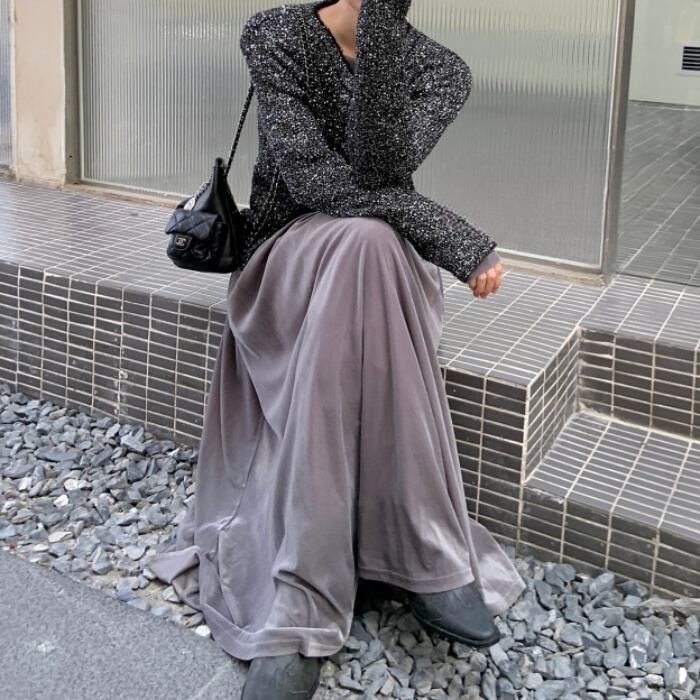 ベルベットフィットトップス＋フレアスカート セットアップ［XS-L  