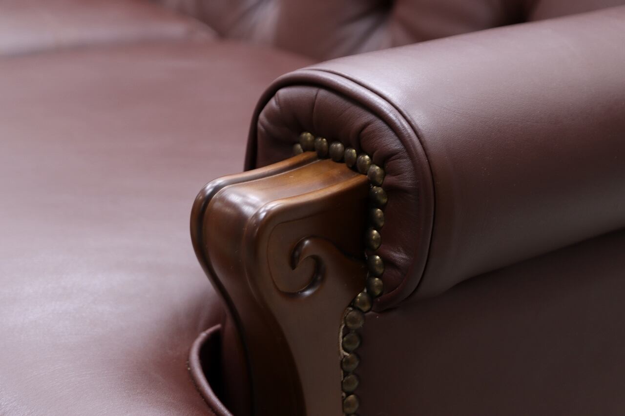 karimoku カリモク 本革 クラシカル 3Pソファ 猫脚 レザー