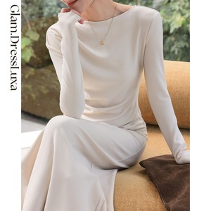 Asymmetry Drape ロングワンピース_W970