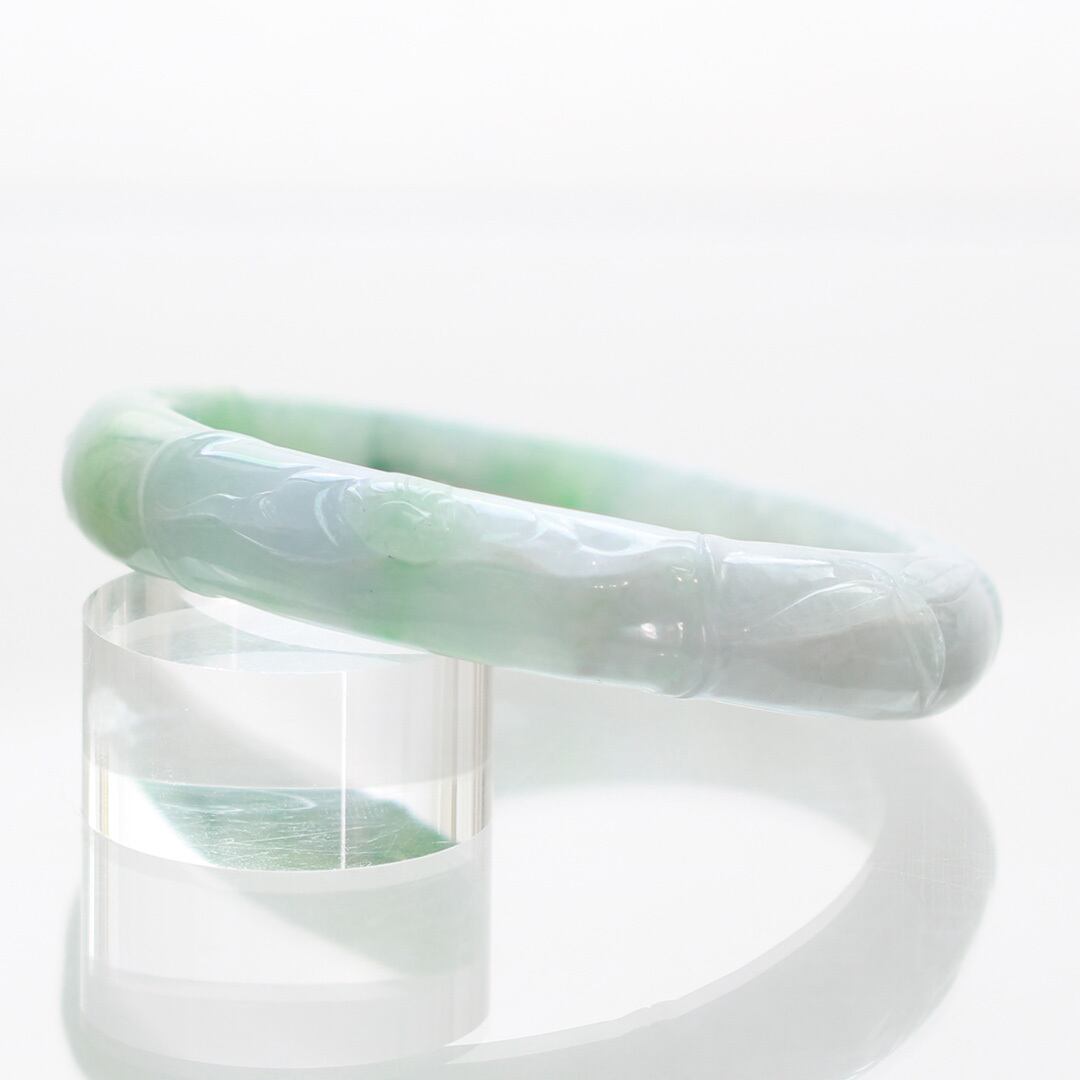 内径 55.4mm】翡翠彫りバングル A貨翡翠 jd_bg1302 | 【MeiNu