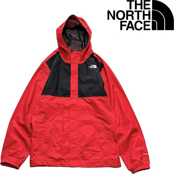1点物◇ノースフェイス赤ツートンナイロンジャケット黒マンパ古着