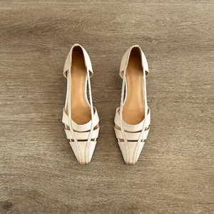 square toe cutout kitten heel sandals(2color）<s3305>