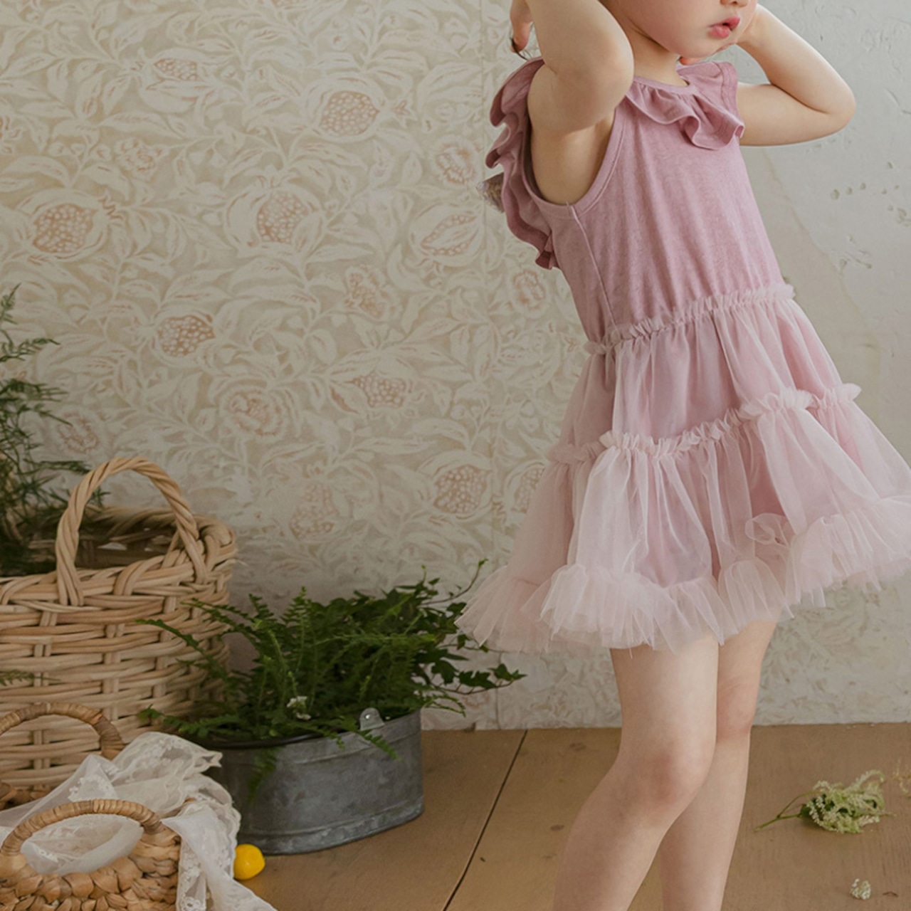 夏パッチワークメッシュワンピース