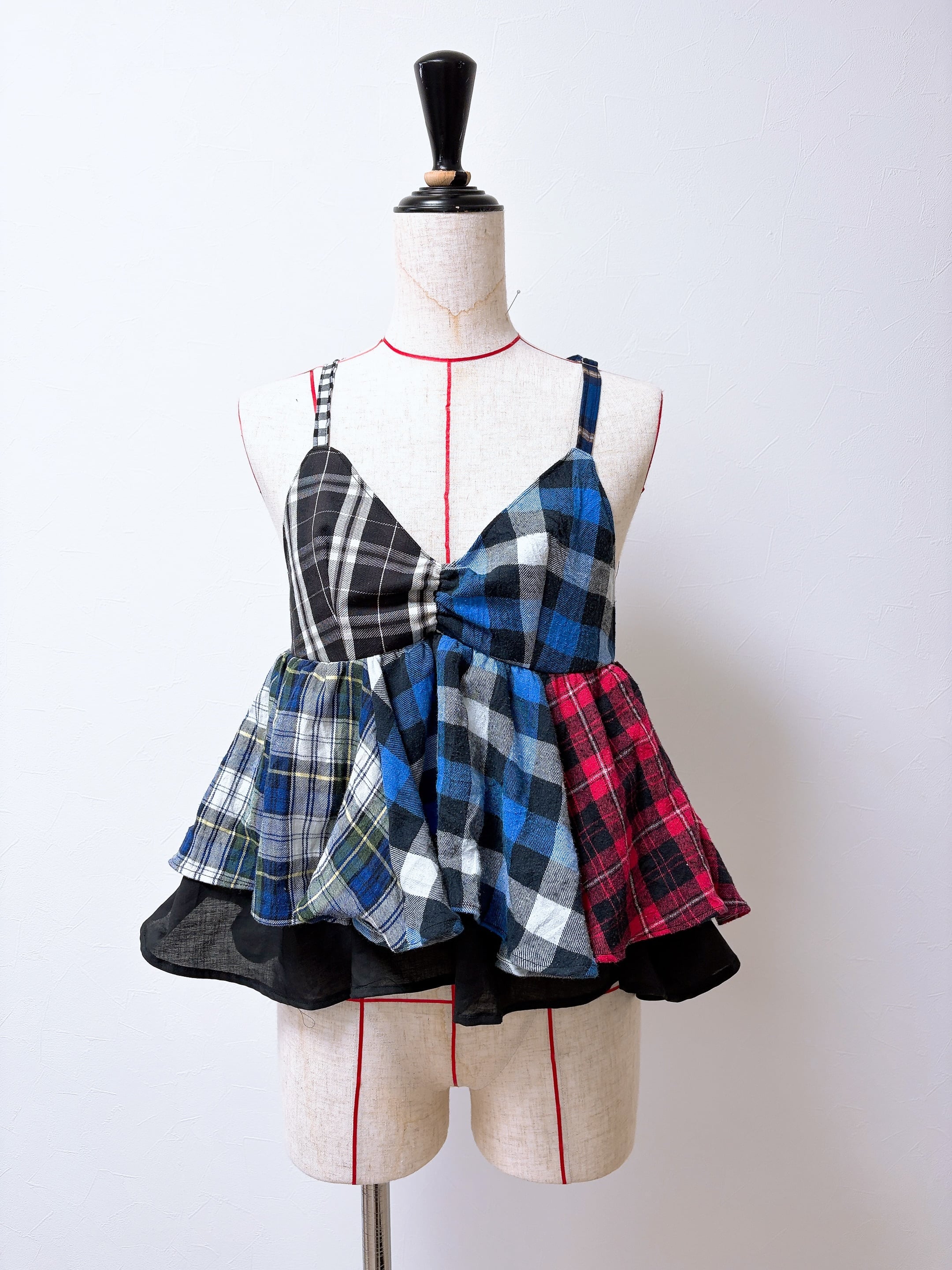 再販!Flannel check bustier