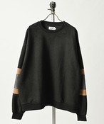 ATELANE Suede-Finish Ponte Crew Neck with Contrast Sleeves (BLK) 26A-24010