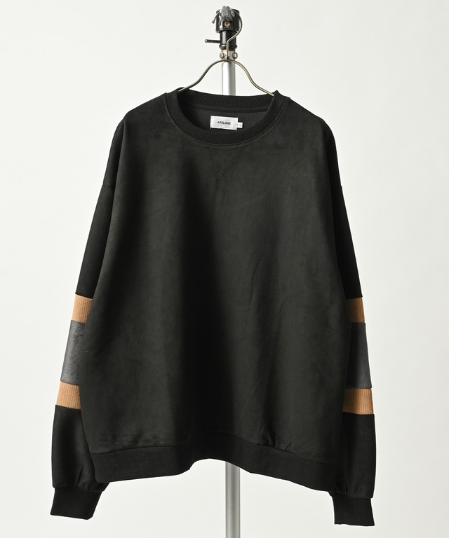 ATELANE Suede-Finish Ponte Crew Neck with Contrast Sleeves (IVO) 26A-24010