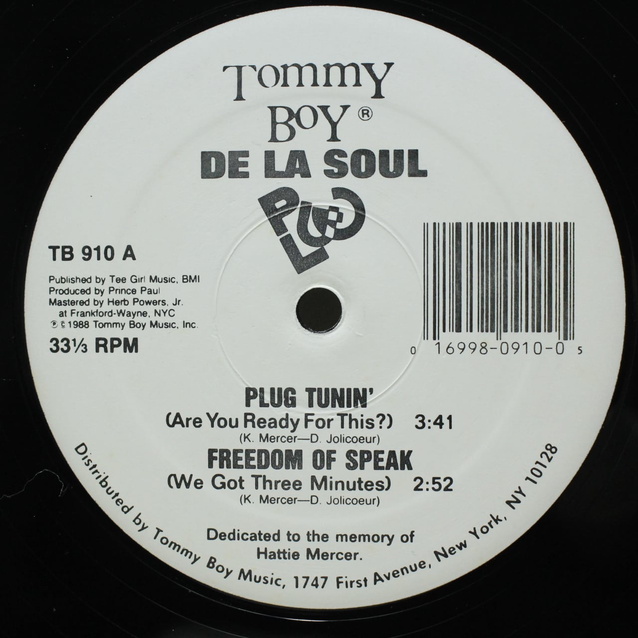 De La Soul / Plug Tunin' / Freedom Of Speak [TB 910] - 画像2