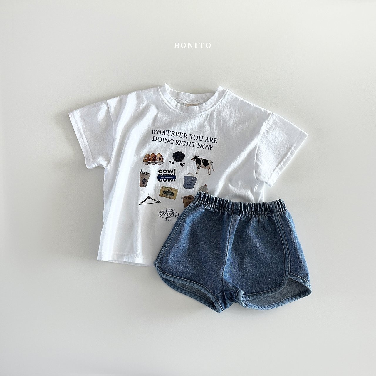 【BONITO】COW Tシャツ 80~130cm ホワイト 240514 - 7