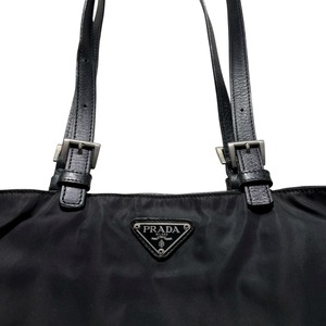 PRADA leather pocket nylon tote bag