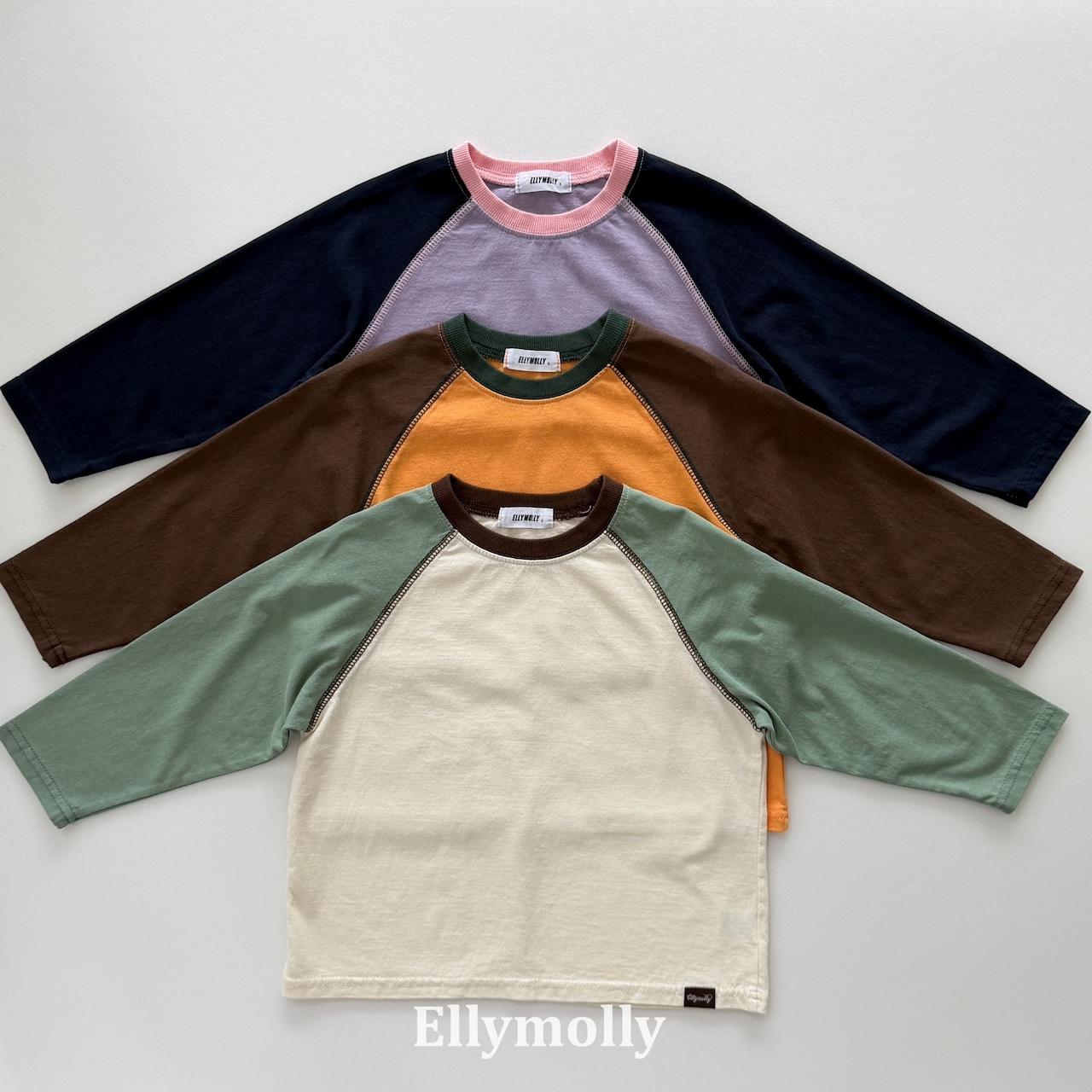 【取寄/韓国直送】Elly molly カラーブロックラグランTシャツ|秋服|韓国子供服|26/AT
