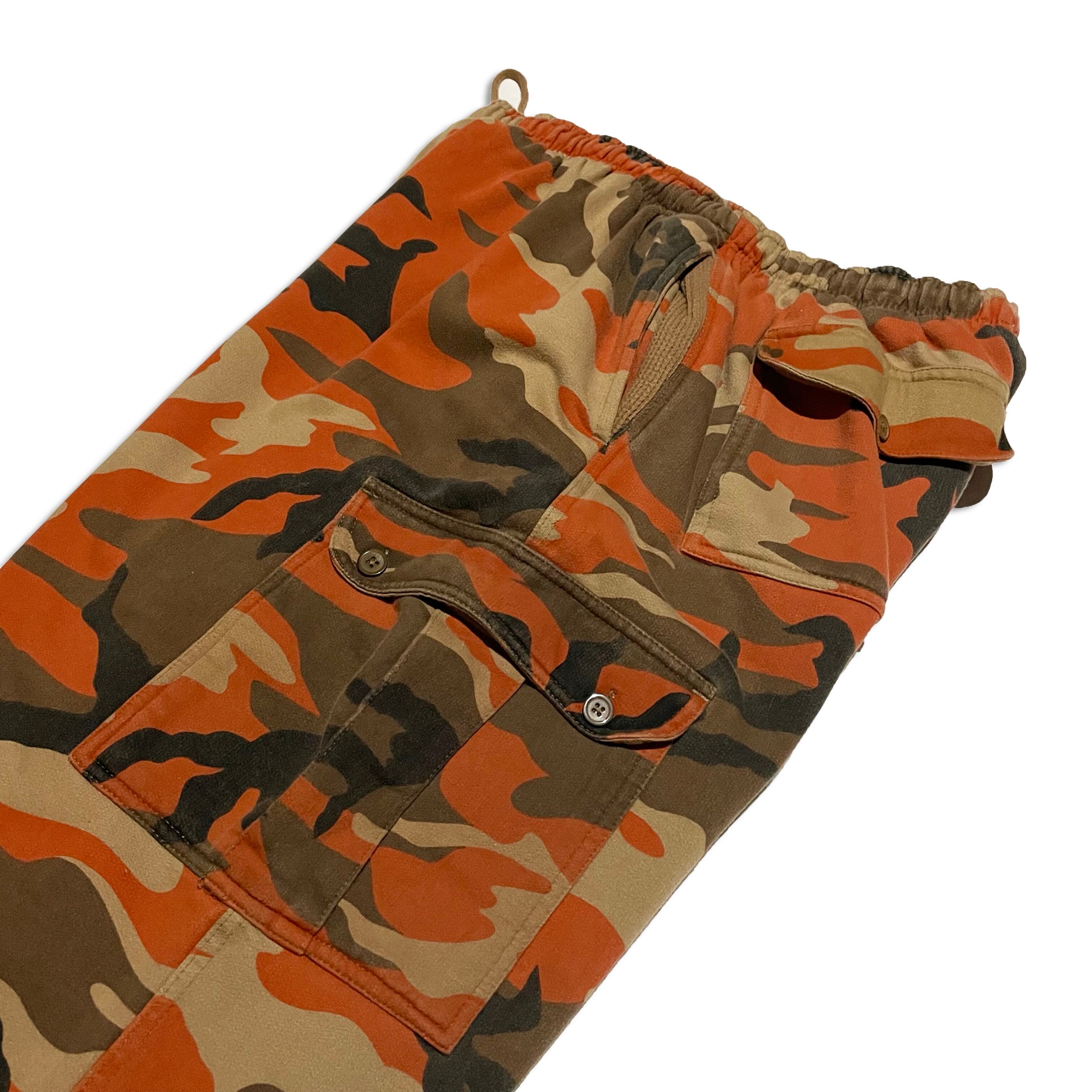 ユーロ 90s ヴィヴィッドオレンジ ティガーカモフラージュ スウェットパンツ KING SIZE 迷彩スウェットカーゴパンツ | 古着屋 Boogie