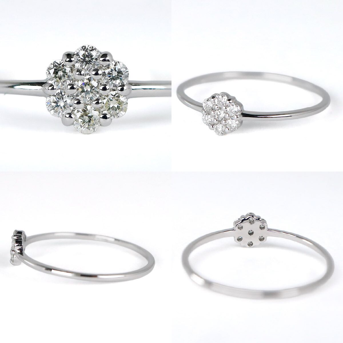 在庫限り】Pt900 ダイヤモンド0.1ct フラワー ネックレスorリング