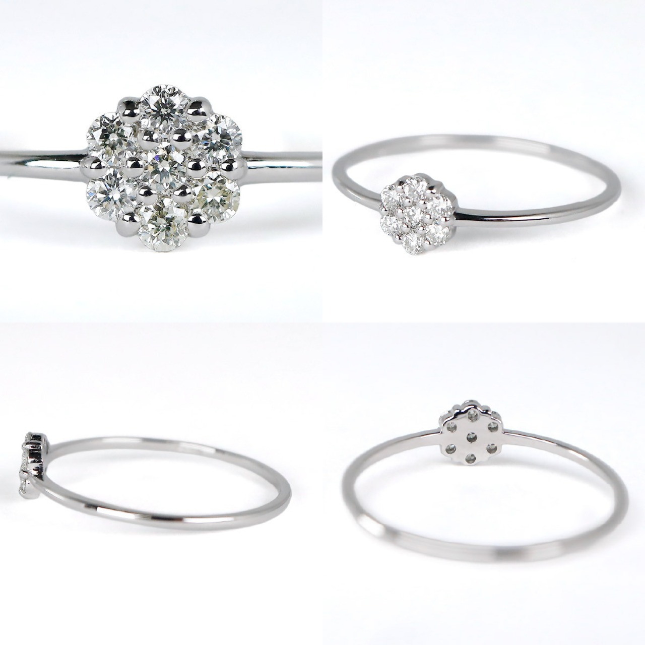 Pt900 ダイヤモンド0.1ct フラワー ネックレスorリング 選べる