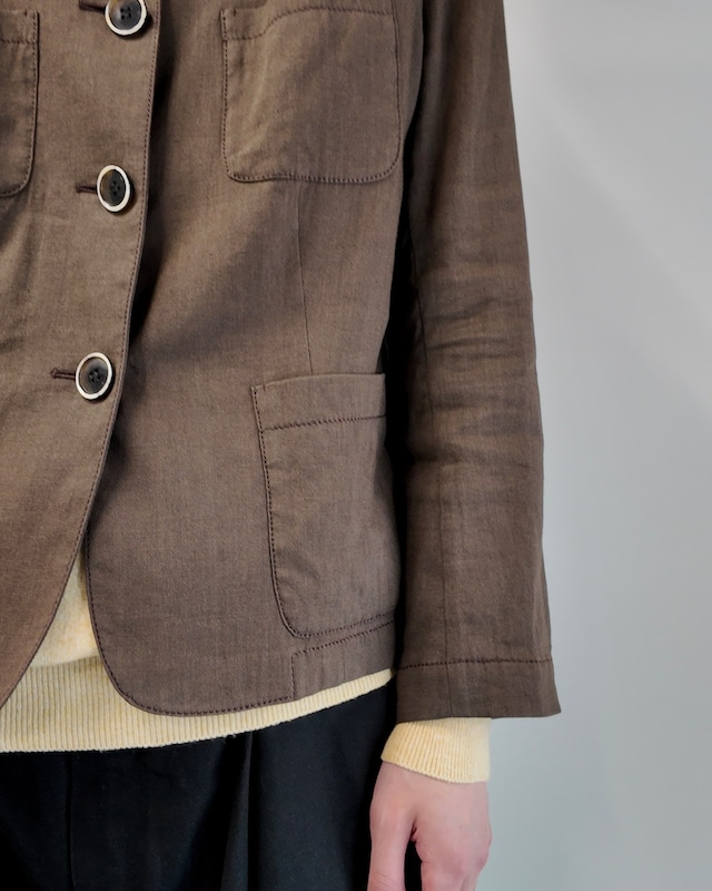 【DKNY】button up brown linen jacket