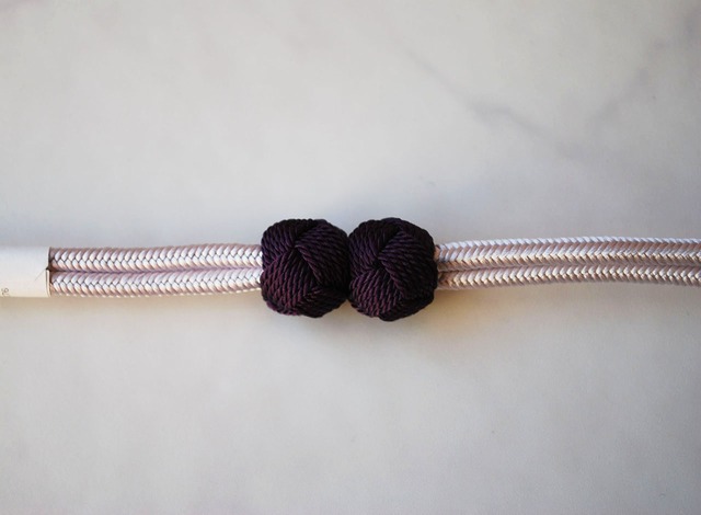 【羽織紐】マグネット式羽織紐　紫色小田巻き×薄桜色　No.250217⑫