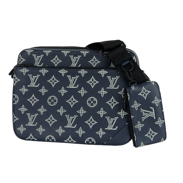 Used LOUIS VUITTON ルイヴィトン ショルダーバッグ トリオ・メッセンジャー モノグラムシャドウ インクブルー M24753 3WAY 中古美品