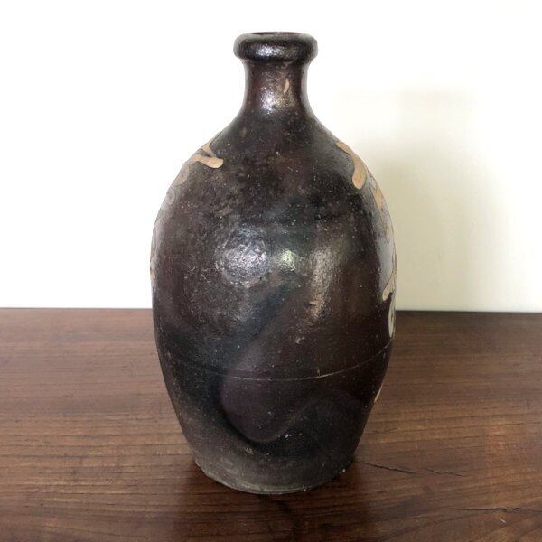 古い薩摩焼いっちん描きイッチン技法陶器陶磁器徳利とっくり明治大正骨董アンティーク 古い薩摩焼いっちん描きイッチン技法陶器陶磁器徳利とっくり明治