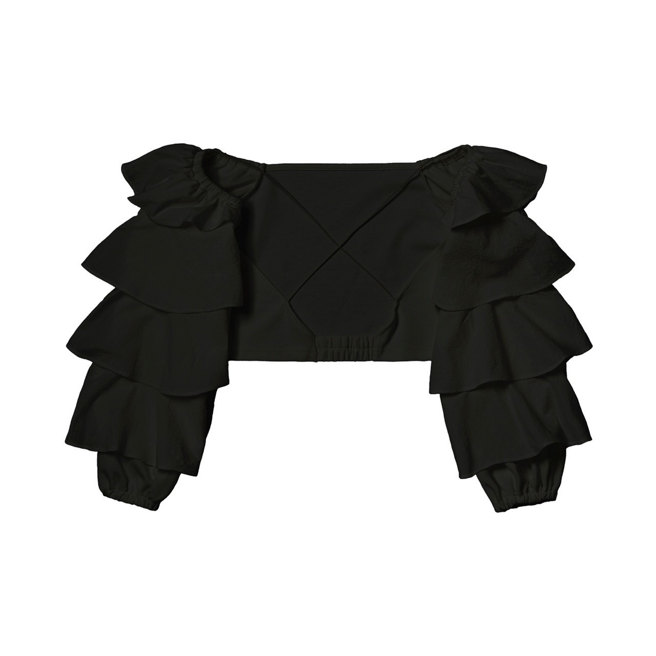 Frill cross blouse/black