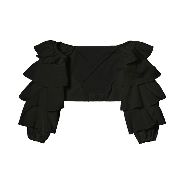 Frill cross blouse/black