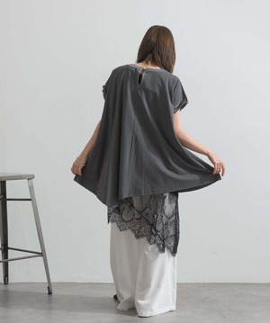 32884 サテン部分使いアシメチュニックTシャツ charcoal