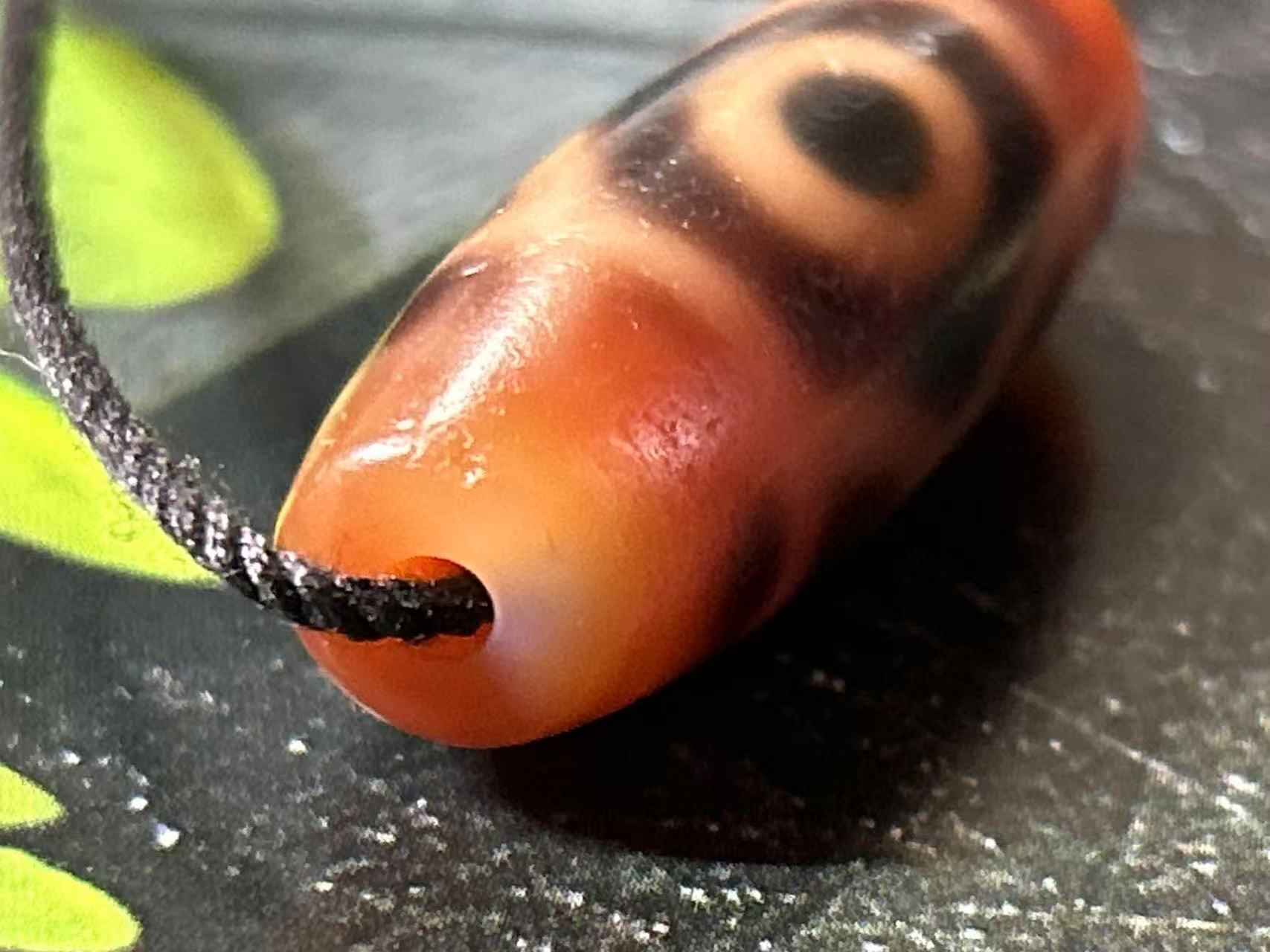 世交二眼天珠 六芒星二眼天珠 小盧社製 紅肉天珠 ／チベット 天珠 dZi