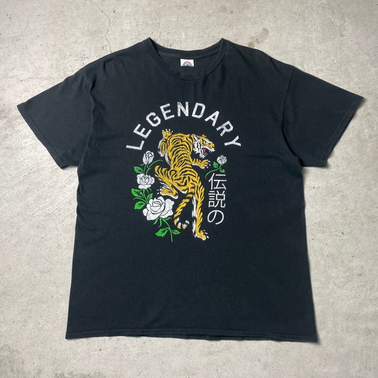 【DELTA】伝説の legendary 虎 タイガー プリント Tシャツ 黒