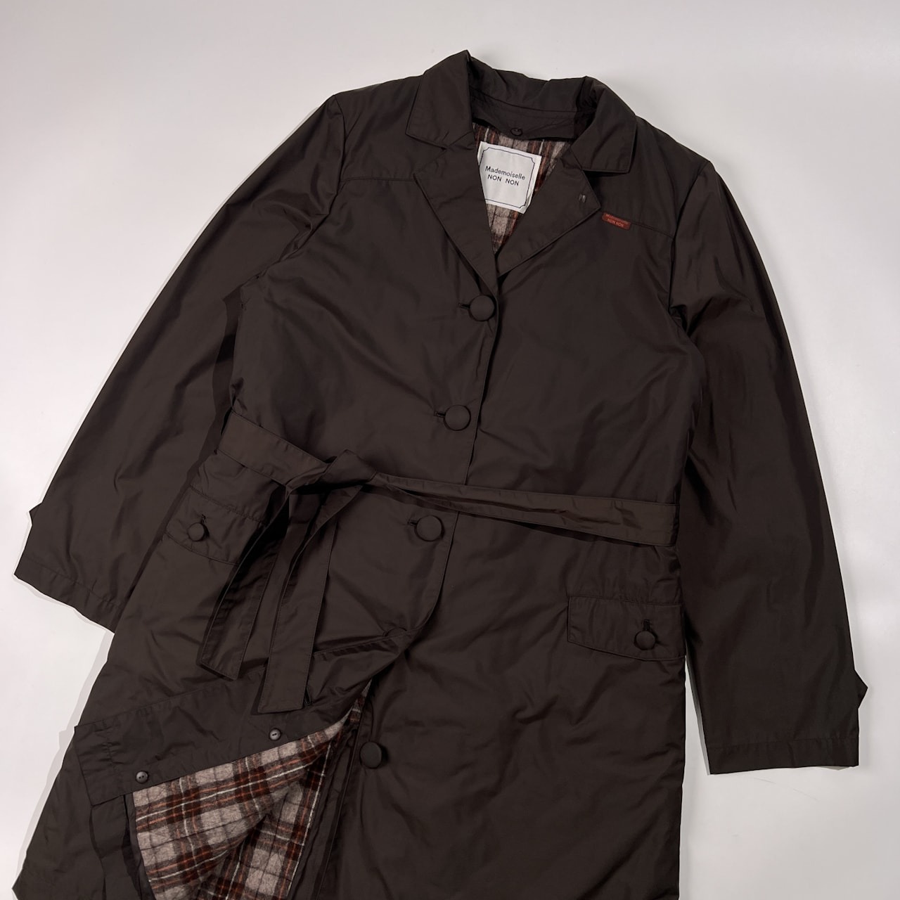Mademoiselle NON NON マドモアゼルノンノン チェック ウール 中綿 ライナー付き ライト コート サイズ 38 M /レディース