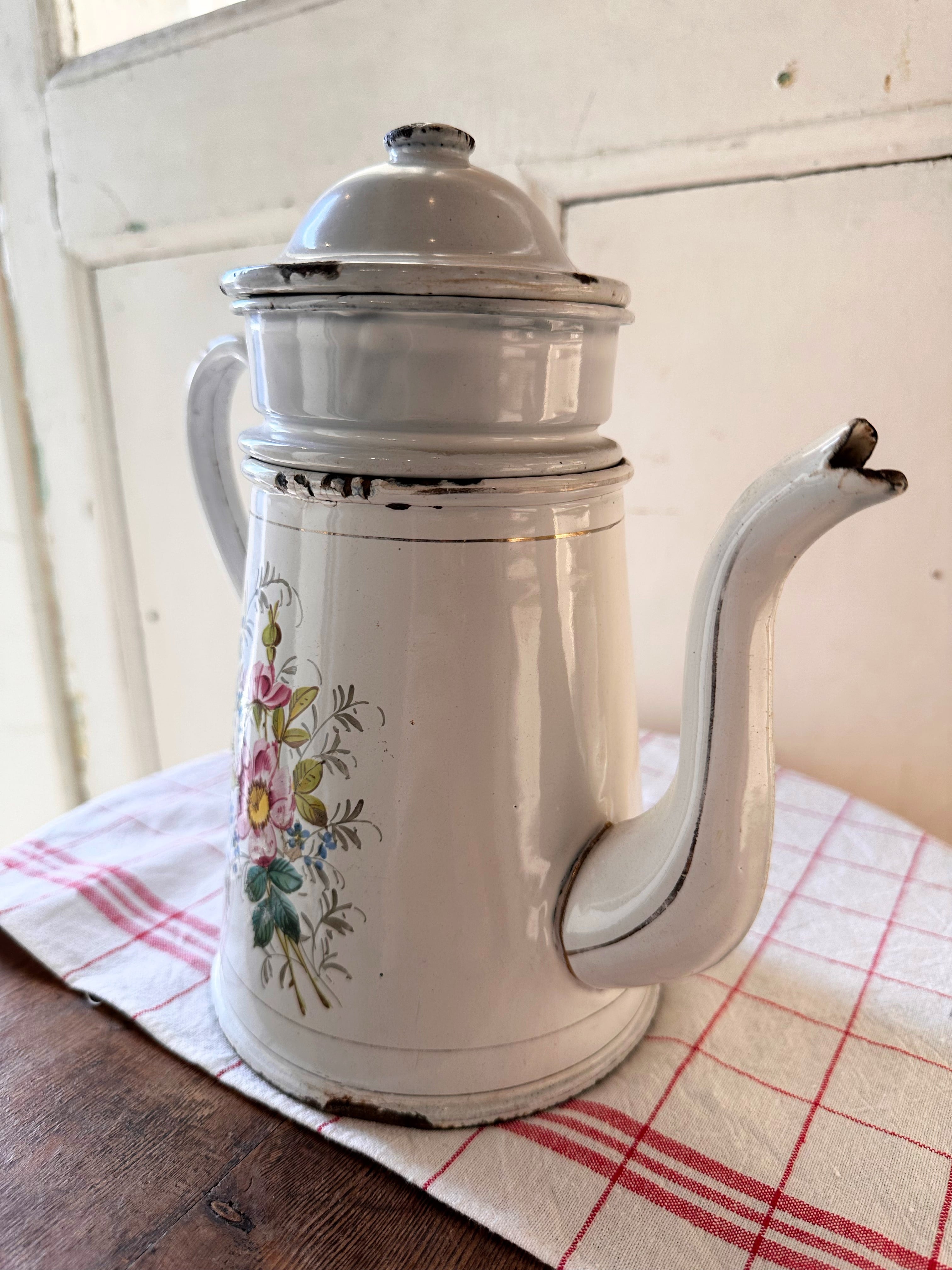 ETOILE French Coffee Pot 花柄琺瑯コーヒーポット | Brocante de La