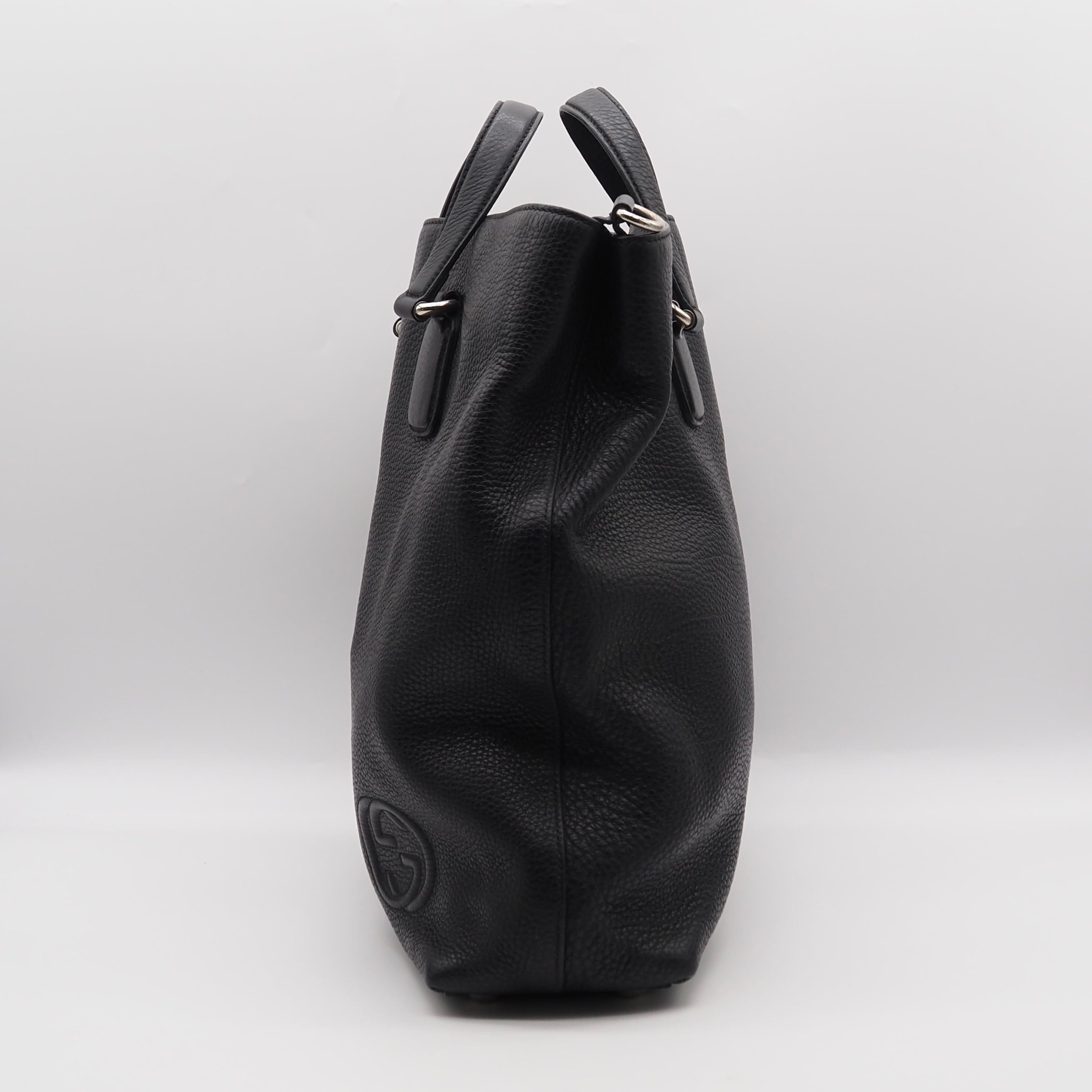 GUCCI インターロッキングG トートバッグ レザー ブラック グッチ