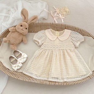 【BABY&KID】パフスリーブ刺繡ワンピース
