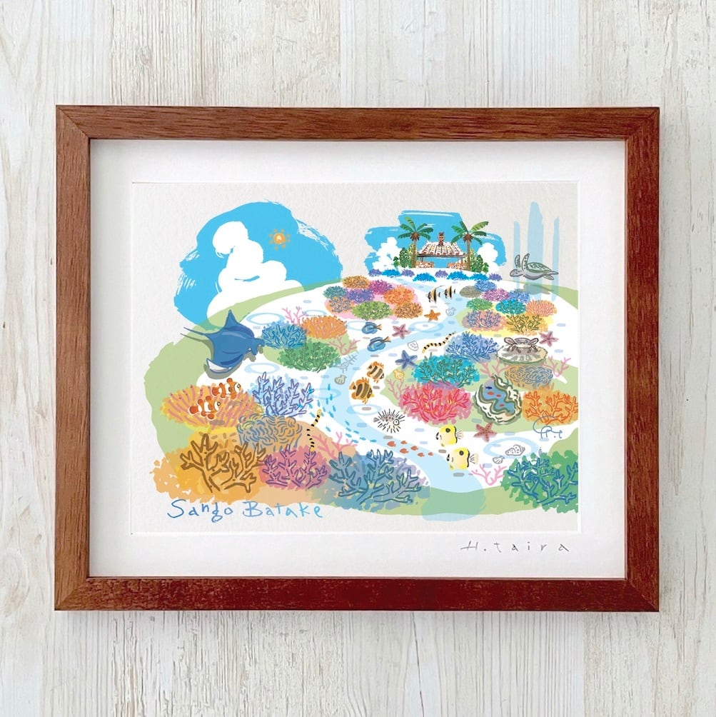 9.イラストフレーム「水面シーサー」（Sサイズ） | shimanoiro