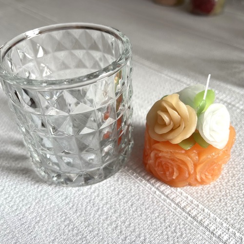 ★バラのお花のキャンドル　キャンドルホルダー付き★