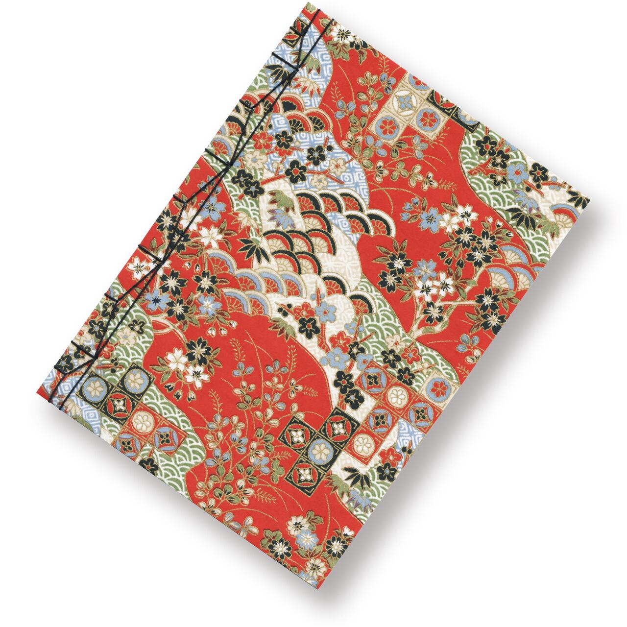 古典柄 —Red background with floral and classic patterns in