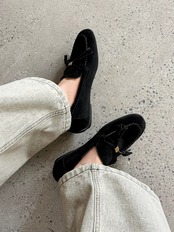 Bouclé Suede Tassel Loafers F0834