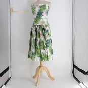 フラダンス 衣装 ALOHA STANDARDS アロハスタンダード ツーピース セットアップ 上下セット ホワイト系 日本製 チューブトップ シングル シンプル かわいい 華やか 鮮やか 明るい ハワイアン アロハ ハワイアンプリント ダンス レッスン 練習