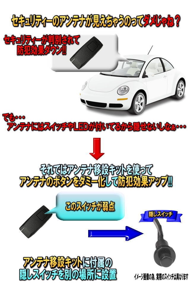 アンテナ移設キット VIPERセキュリティのバレースイッチをダミー化