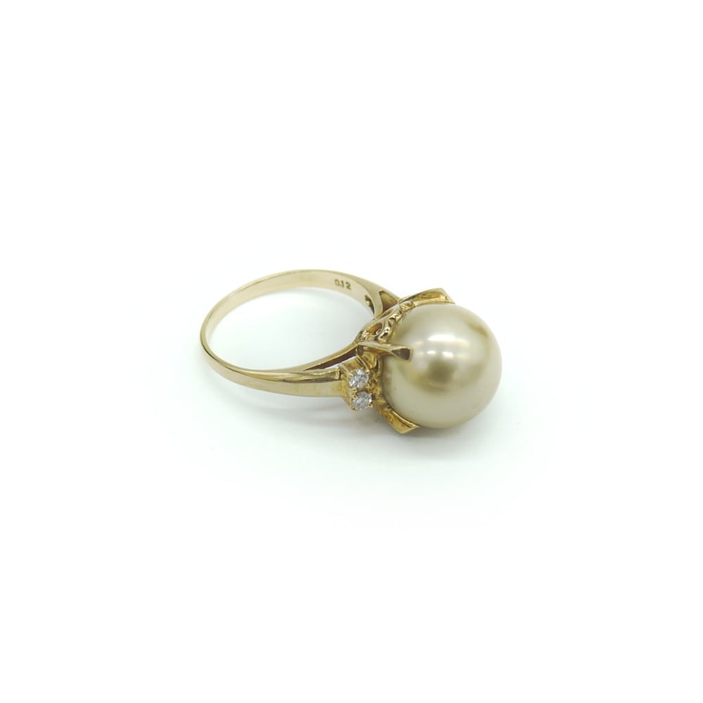 タサキ 田崎真珠 K18 パール ダイヤモンド デザインリング 18金 指輪 
