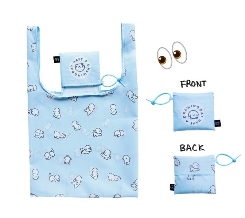 即納【d.d】FOLDING BAG LINE CHON SKYBLUE