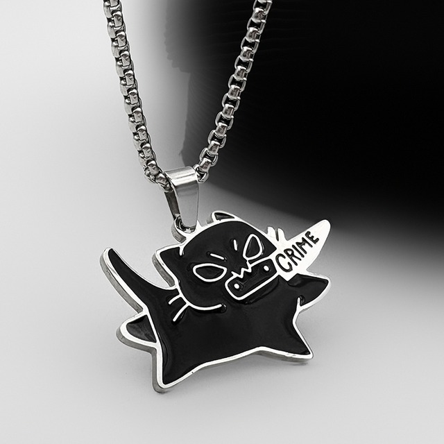 ♥近寄りがたい黒猫！【WHYBLUEシリーズ】★ネックレス★ 3種類着丈選択可 ユニセックス 首輪 アクセサリー 小物 デザイン性有り 猫 猫柄 ネコ ねこ