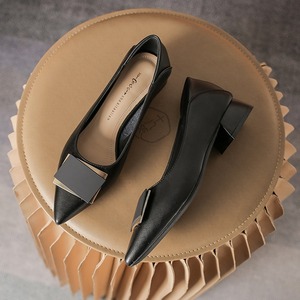 チャンキーヒールパンプス　ローヒール　G0187