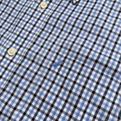 NAUTICA ノーティカ チェック柄 BD 半袖シャツ サイズ M /メンズ/水色系/WRINKLE RESISTANT