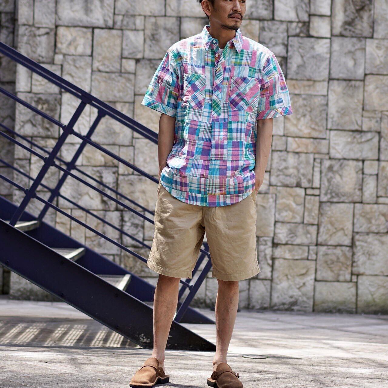 KENNETH FIELD(ケネスフィールド) / ROOMY SHORT SLEEVE SHIRTS -PINK/SKY-