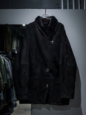 【add(C)vintage】Beautiful Black Color Vintage Loose Mouton Jacket