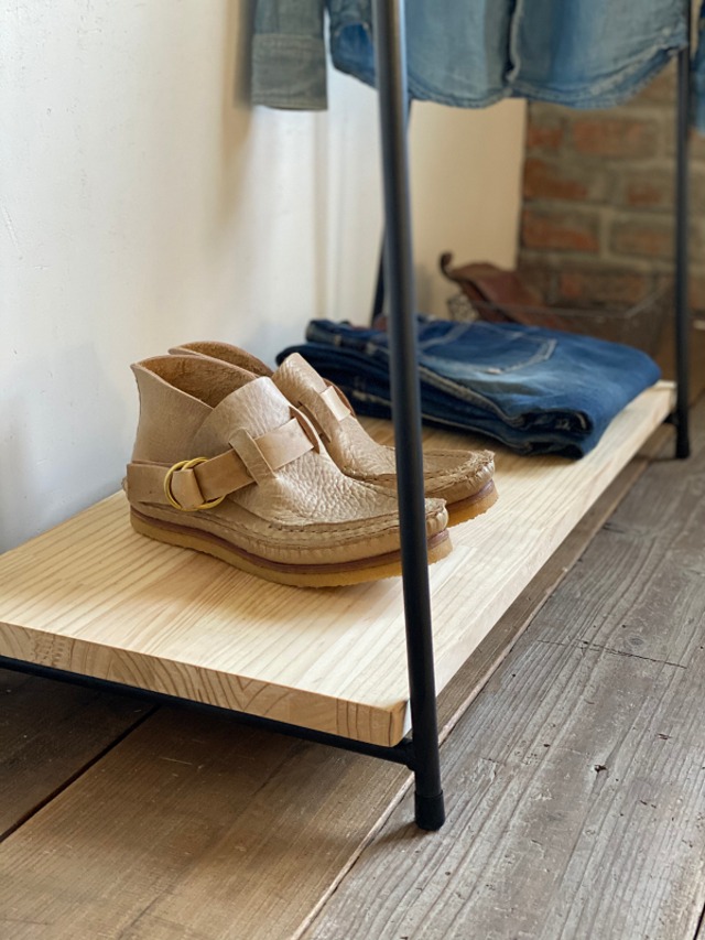 貴重数量限定2段特大ハンガーラック古材収納棚ディスプレイラック