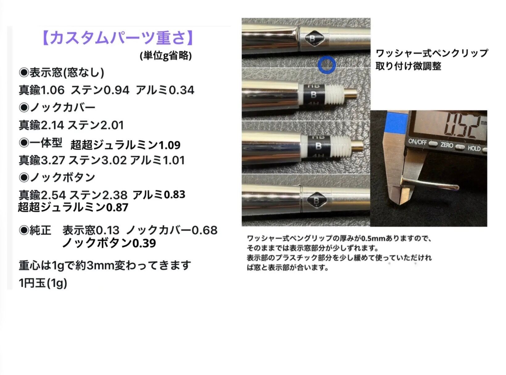 762ケヤキ PG-5用カスタム木軸 低重心テーパー 真鍮 | handwood